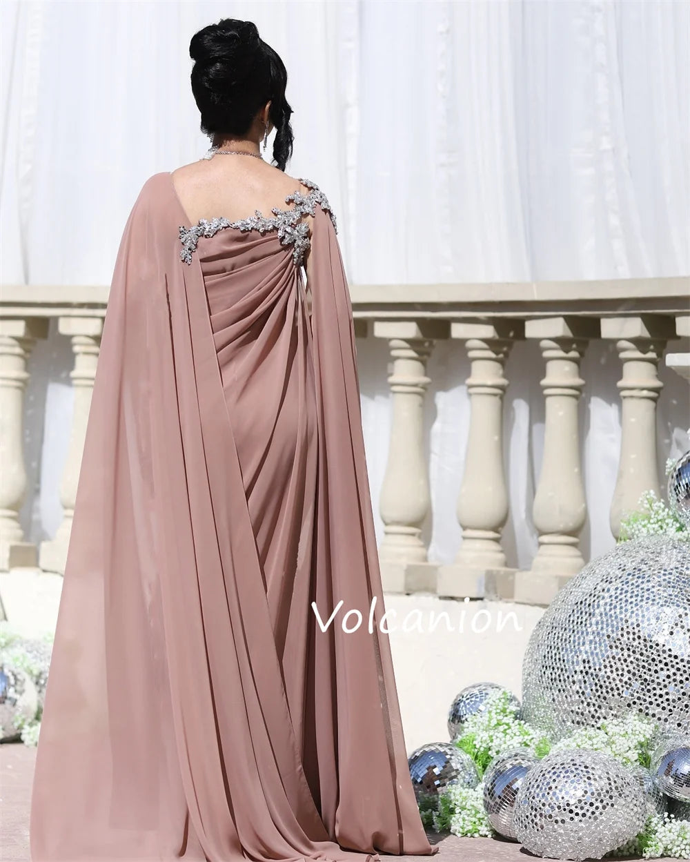 Customized Chiffon Pleat Sequined A-line Square Neck Long Dresses Bespoke Occasion Evening Formal Exquisite Badiee Stylez