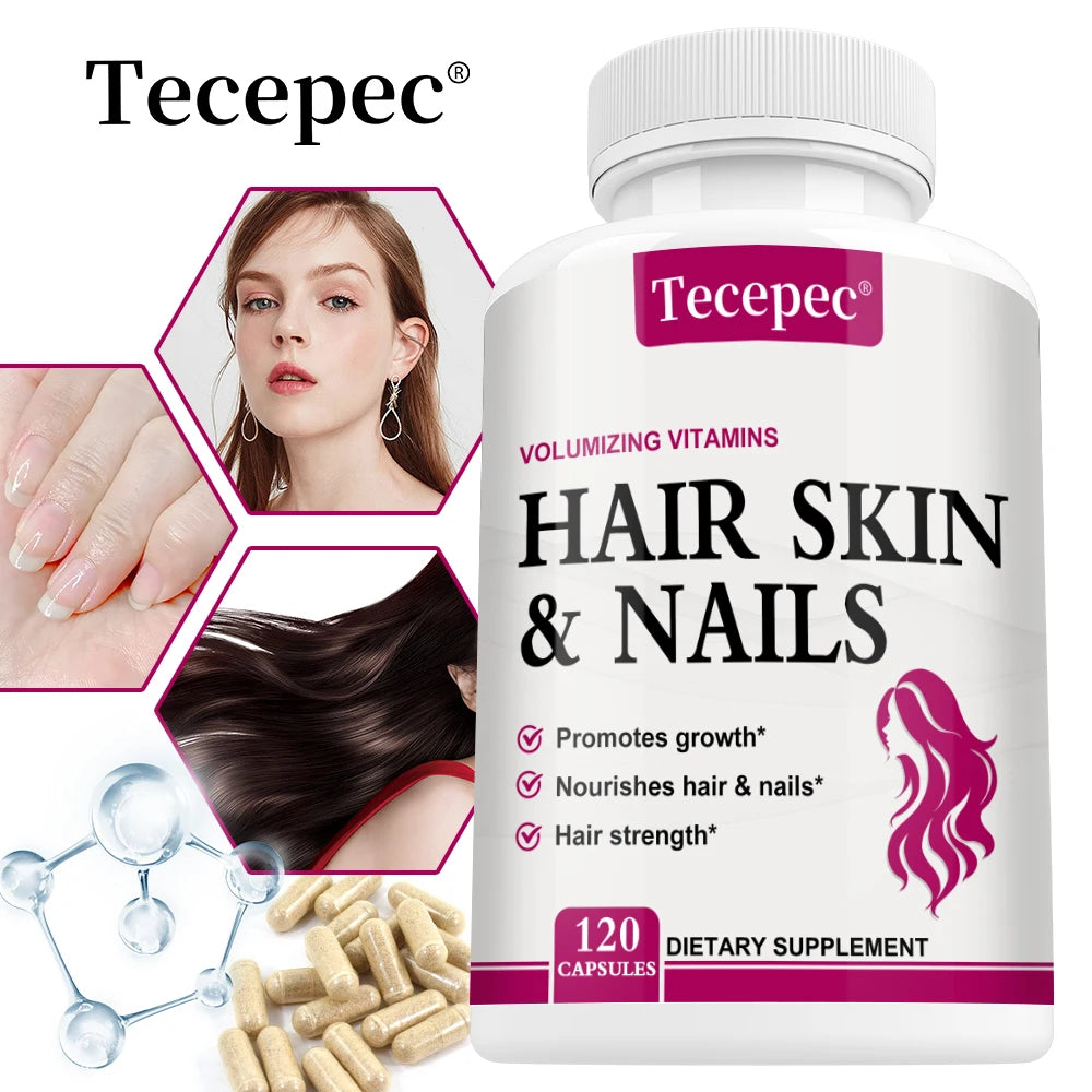 Hair Skin & Nails Vitamin Capsules - with Biotin and Collagen, Nutritional Supplement for Men and Women, Non-GMO, Gluten-Free