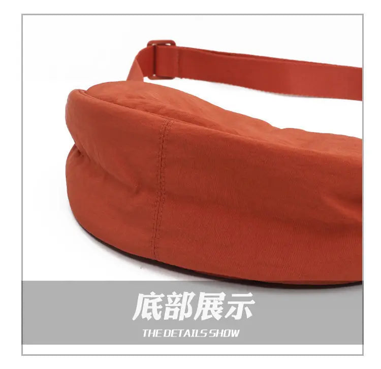Women Crossbody Bag Casual Nylon Half Moon Shoulder Bags Large Capacity Lightweight Travel Women's Bag