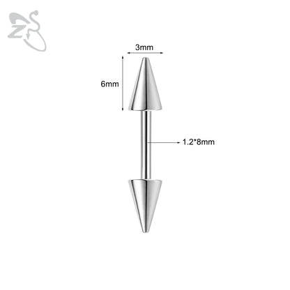 ZS 1 PC 16G Stainelss Steel Eyebrow Ring For Men Women Long Spike Curved Nose Bridge Piercing 3 Colors Cone Lip Labret Piercings Style 1 8X3X6MM