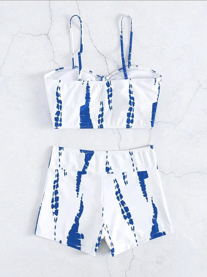 Drawstring Front Shorts Bikinis 2025 High Waist Swimsuit Women Swimwear Female Bathers Bathing Swimming Swim Suit Beachwear