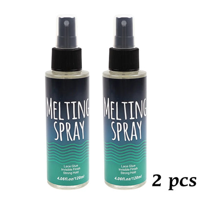 120Ml Lace Melting Spray Seamless Finish Glue Spray Wig Melting Spray & Hair Adhesive For Lace Wigs Strong Invisible Lace Glue Blue Bottle 2pcs