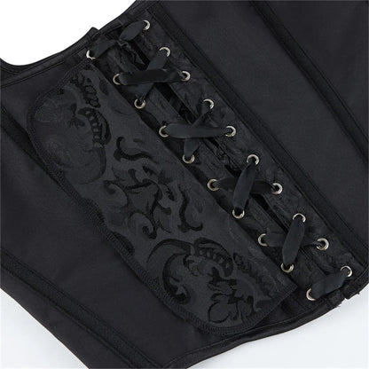 Blue Jacquard Corset Sexy Shoulder Straps Overbust Bustiers Crop Top Lace Up Brocade Vest Lingerie Gothic For Women Outfit