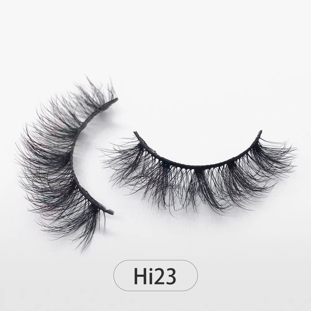 Dropshipping Reuseable Natural Long 12-15mm 3D Faux Mink Lashes Fluffy Volume False Eyelashes Cruelty Free Wispy Makeup Lashes Hi23 15mm CHINA