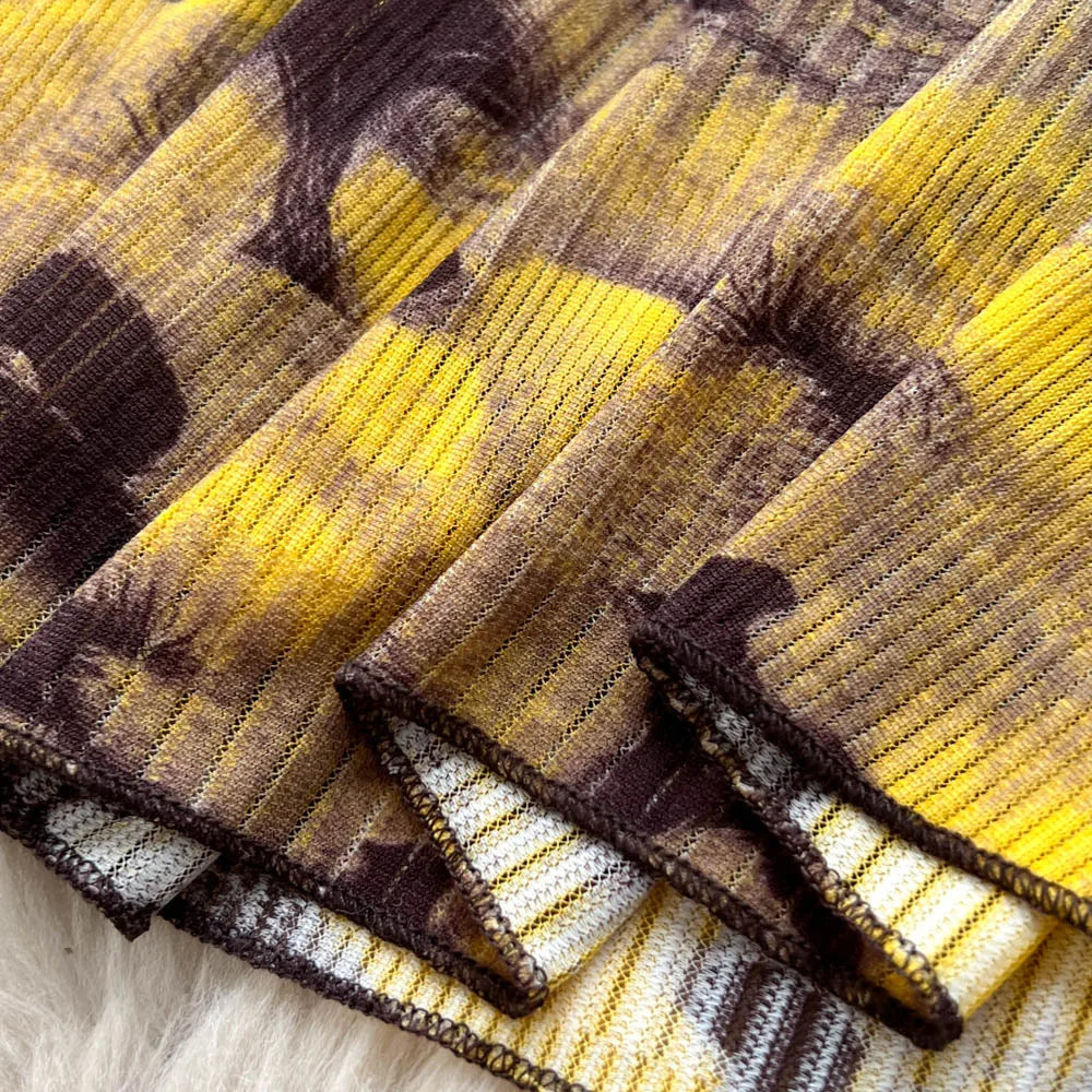 Chic vintage long sleeve Criss-Cross print pleated Elegant Fairy korean fashion dress women clothing Long dress