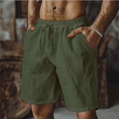 2025 New Summer New Men's Cotton Linen Breathable Shorts Hawaii Beach Pants Male Solid Color Trousers Loose Versatile Streetwear Badiee Stylez