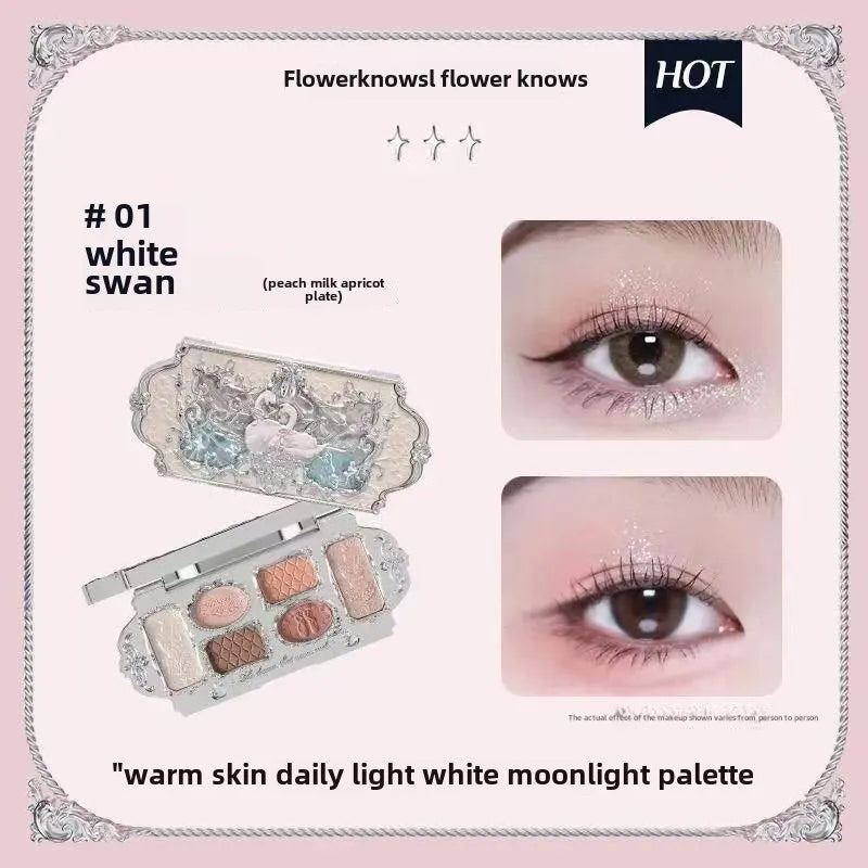 Flower Knows Makeup Sets Swan Ballet Series Gift Box Lipstick Blush Eyeshadow Palette Handheld Mirror Makeup Gift Box