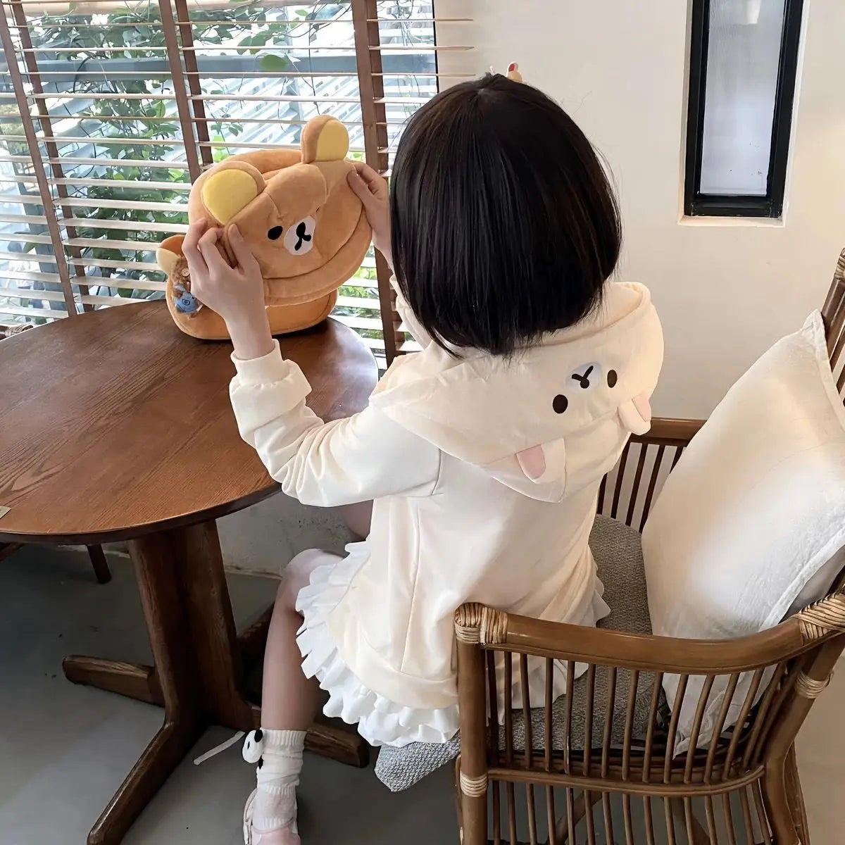 HOUZHOU Y2k Harajuku Streetwear Hoodies Women Japanese Style Kawaii Sweet Cute Cartoon Print Zipper Sweatshirt Soft Girl 2024