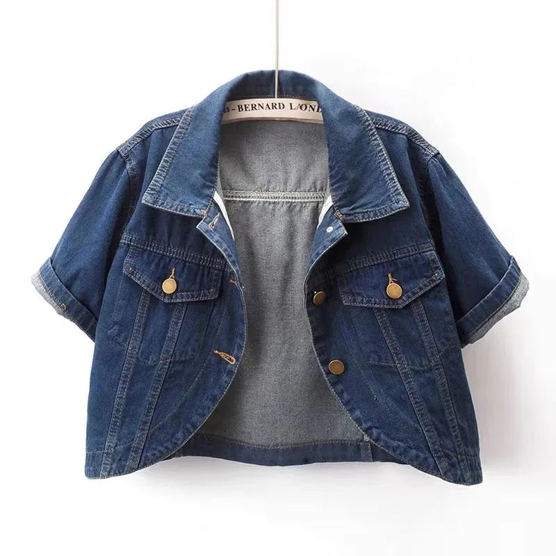 Summer New Joker Casual Short-sleeved Denim Jacket 2025 Women Short Blouse Shawl Waistcoat Female Jaqueta Jeans Feminina