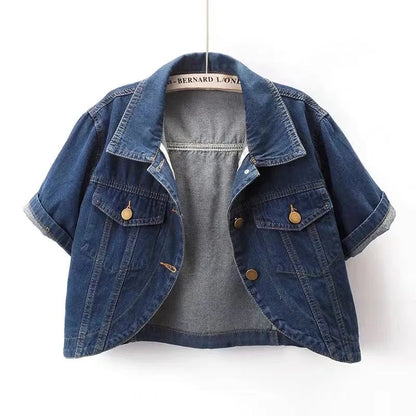 Summer New Joker Casual Short-sleeved Denim Jacket 2025 Women Short Blouse Shawl Waistcoat Female Jaqueta Jeans Feminina