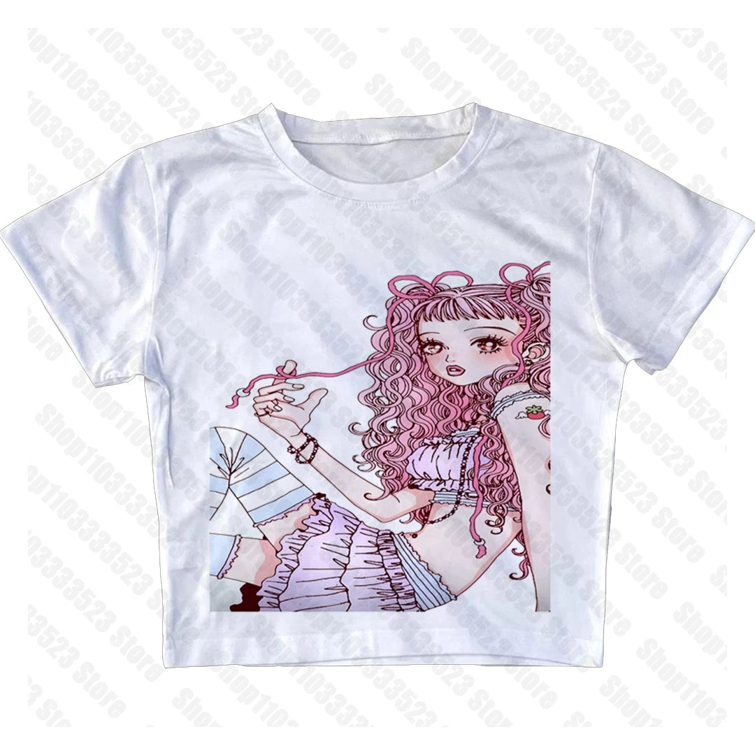 Gothic E-girls Aesthetic graphics Harajuku Women's Tank Women Grunge Crop Tops Y2k style Clothes Gothic Y2k style Punk Baby Tank white 3