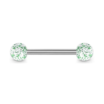 1PCS/4PCS Green Blue Acrylic Balls Tongue Barbell Splatter 316L Stainless Steel Bar Tongue Rings Piercing Badiee Stylez