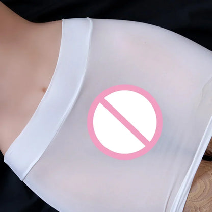 Sexy Women Summer Ice Silk Sheer Elastic Mini Tube Skirt Translucent Nightclub Party Clubwear Skirts Stretch Female Clothing White Long One Size CHINA