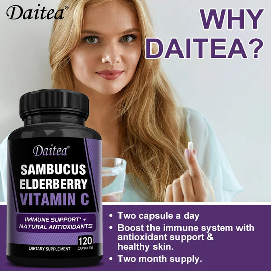 Elderberry - Supports Immune Health, Respiratory Health, Antioxidant, Rich in Vitamin C and Zinc - 120 Capsules