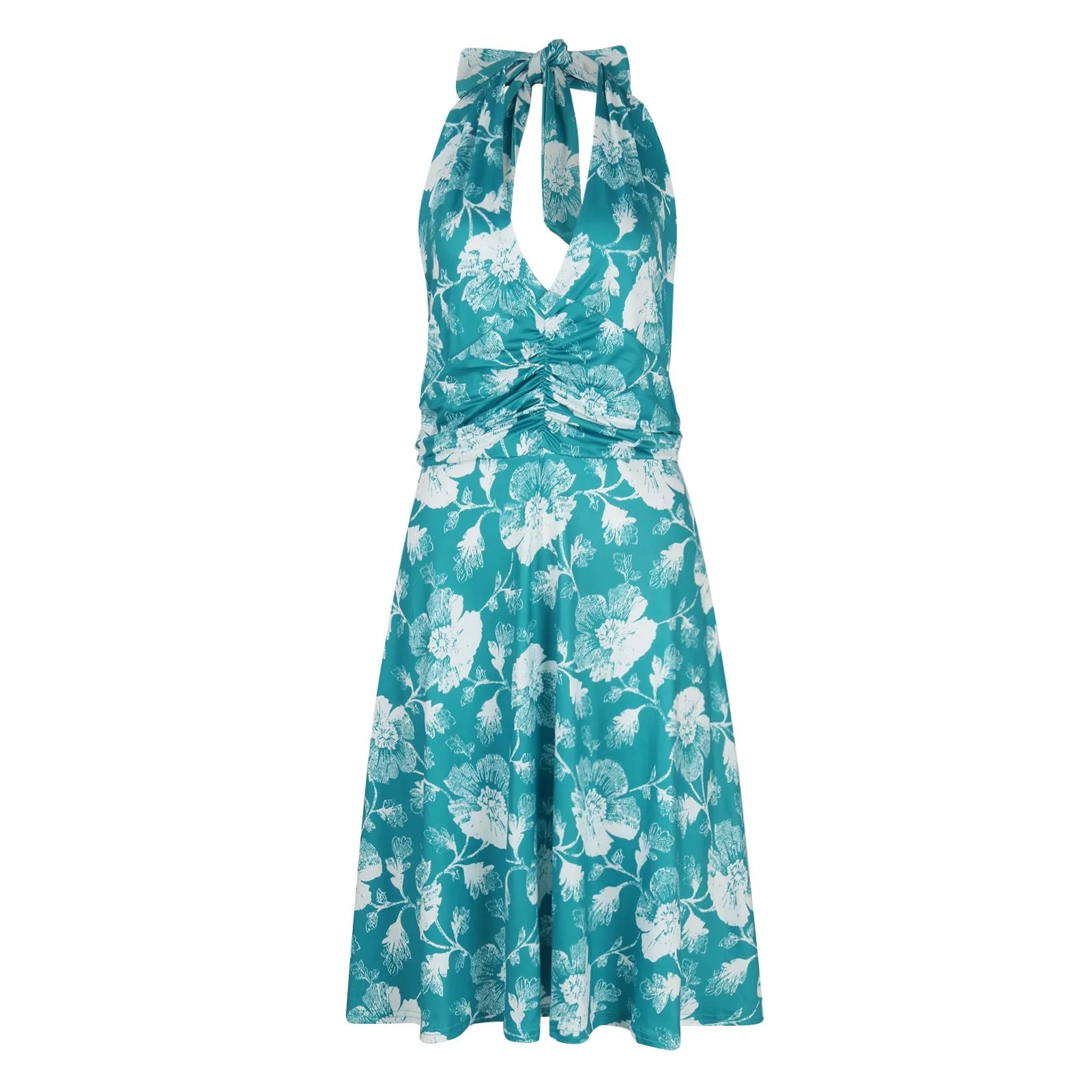 Ladies' Sexy Elegant Bohemian Floral Printed Summer Sleeveless Deep V-neck High Waist Beach Vacation A-line Daily Ruffle Dresses