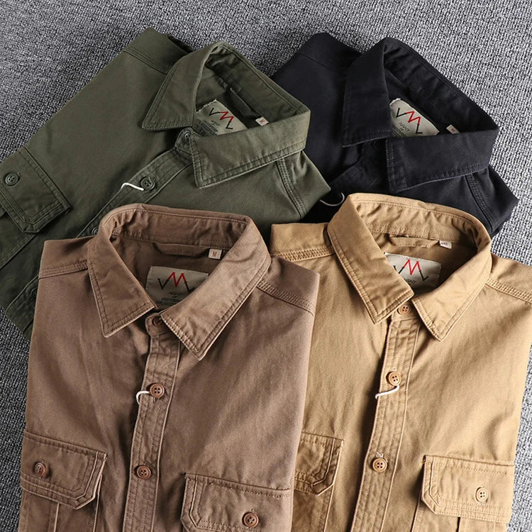 Fashion Wash n-style uniform long-sleeved shirt men's double pockets casual youth jacket thin coat
