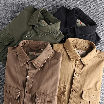 Fashion Wash n-style uniform long-sleeved shirt men's double pockets casual youth jacket thin coat
