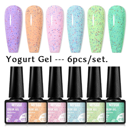 6PCS/SET Glitter Bright Pink Peach Gel Nail Polish Kit Spring Colorful Semi Permanent Soak Off Art UV Gel Varnish For Manicure ZH17239