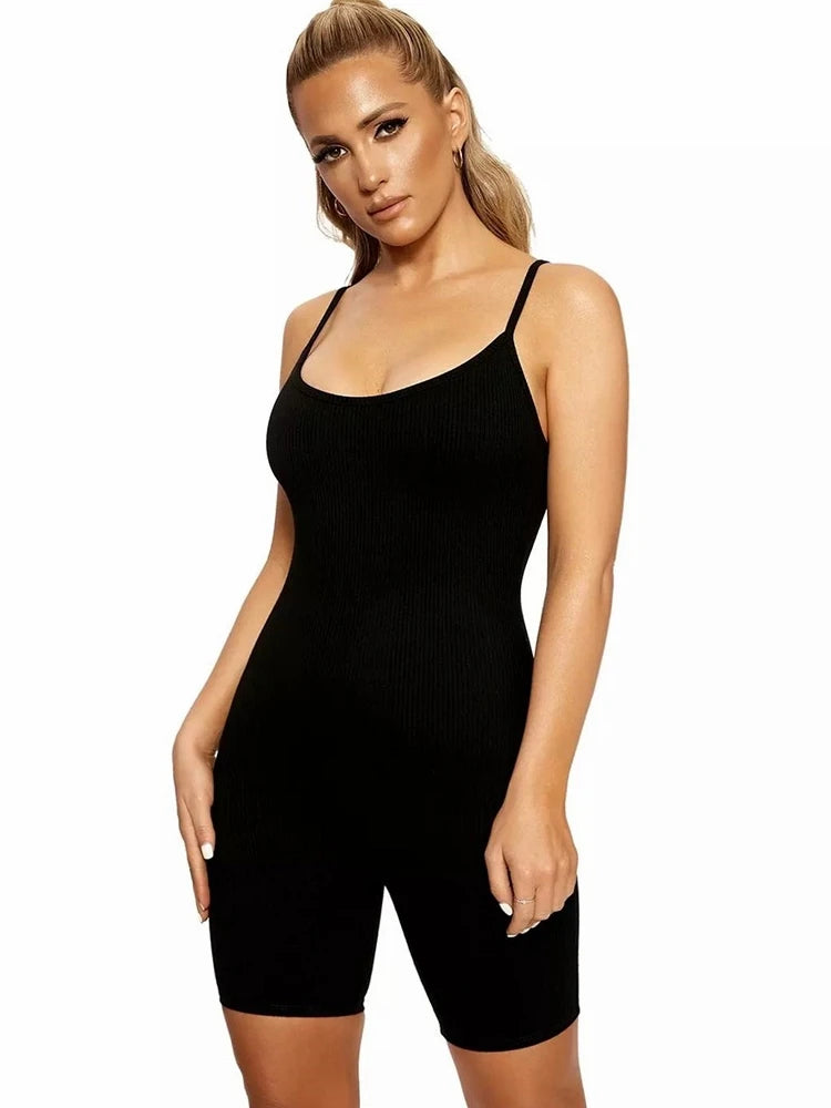 Sisterlinda Sexy Backless Sleeveless Black Playsuits Womens Elastic Soft Casual Wear Short Rompers Jog Sportswear Bodysuits 2020