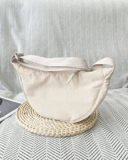 Casual Nylon Hobos Shoulder Bags for Women Lightweight Portable Ladies Crossbody Bag Simple Solid Color Female Handbags Purse