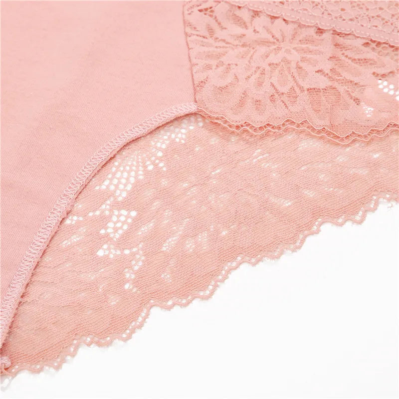 3PCS/Set Sexy Perspective Women Back Lace Panties Patchwork Cotton Underpants Hollow Out Lingerie Underwear Comfortable Briefs