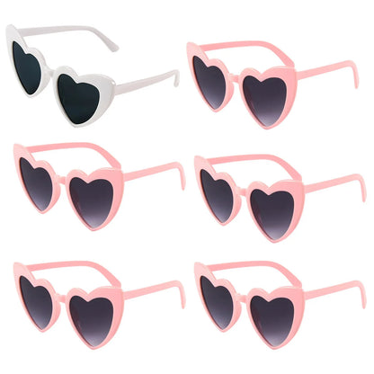 6pcs Bachelorette Party Sunglasses Wedding Bridal Shower Decoration Pink White Heart Glasses Bridesmaid Gifts Hen Party Supplies