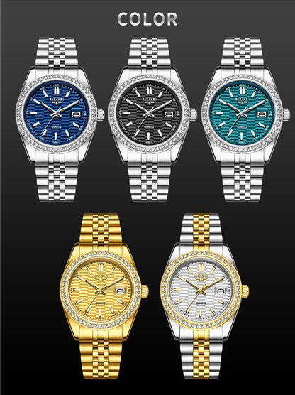 LIGE 2025 NEW Women's Watch Luxury Fashion quartz wristwatch ladies Stainless Steel Waterproof Calendar Watch for Women reloj