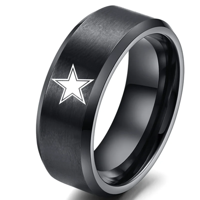 MOREDEAR 8mm Black Titanium Ring Dallas Cowboys For Men and Women M124JR2010-8BK
