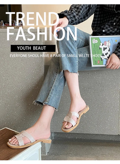 Women's Summer Slides Sandals - Cross Band Design, Ultra Soft Anti-Slip Sole, Lightweight House Slippers for Women, Beach Walkin