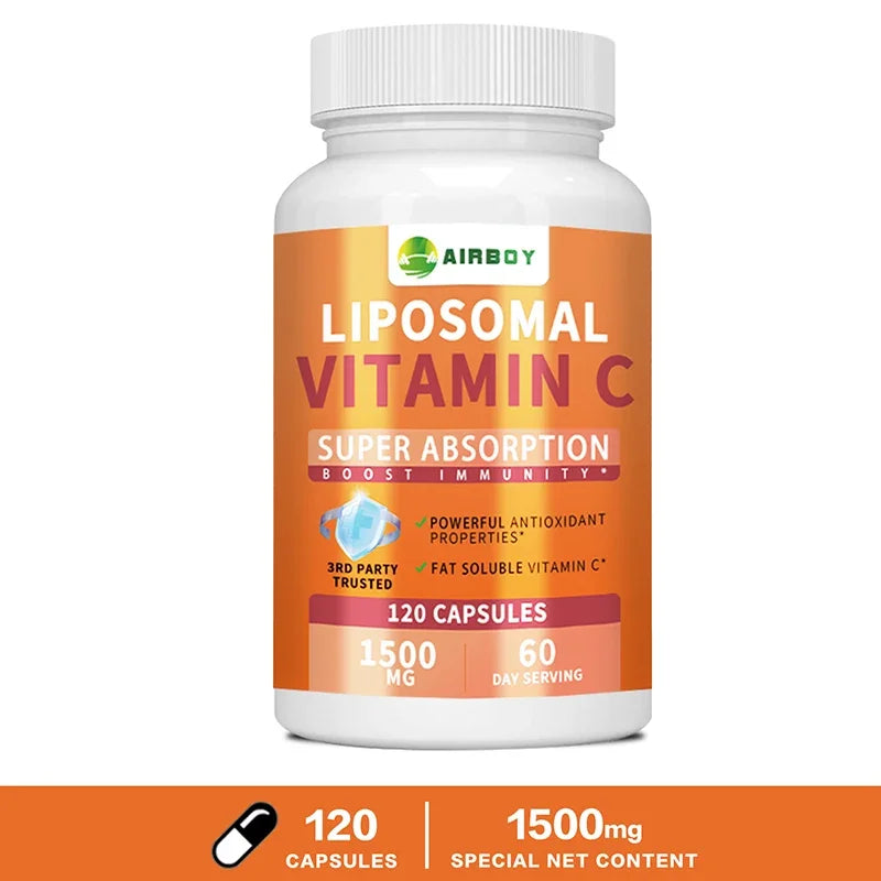 Liposomal Vitamin C - High Absorption VIT C, Immune System & Collagen Booster, Antioxidant 120 Capsules