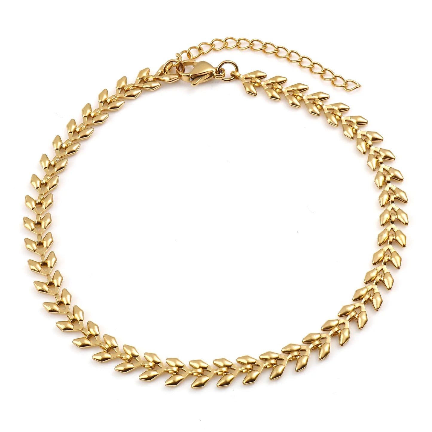 DoreenBeads Stainless Steel Anklet Gold Color For Women Beach Foot Leg Chain Ankle Bracelets Jewelry Gift 22.5cm-23.5cm, 1 Piece 23cm long