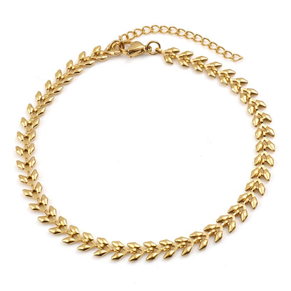 DoreenBeads Stainless Steel Anklet Gold Color For Women Beach Foot Leg Chain Ankle Bracelets Jewelry Gift 22.5cm-23.5cm, 1 Piece 23cm long