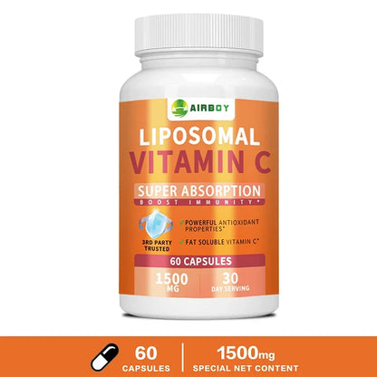 Liposomal Vitamin C - High Absorption VIT C, Immune System & Collagen Booster, Antioxidant 60 Capsules