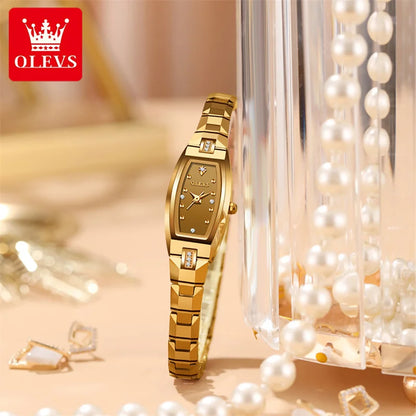 OLEVS Gold Tungsten Steel Women Watches Ultra-thin Luxury Fashion Ladies Waterproof Quartz Watch Relogio Feminino Reloj 2025