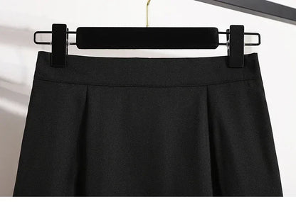 2025 Summer Female Fashionable Versatile Solid Skirts High Waisted Mid Length A-line Plus Size Skirt Split Wrap Body Skirt