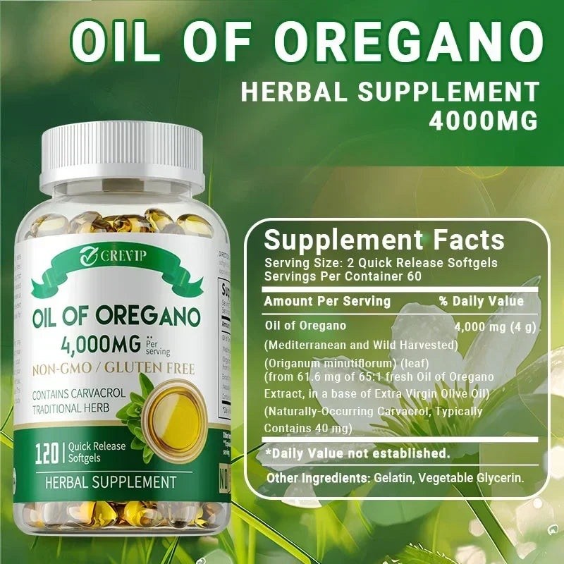 Organic Oregano Oil Capsules - with Black Seed Oil,Promotes Intestinal Digestion, Detoxification, Anti-oxidation