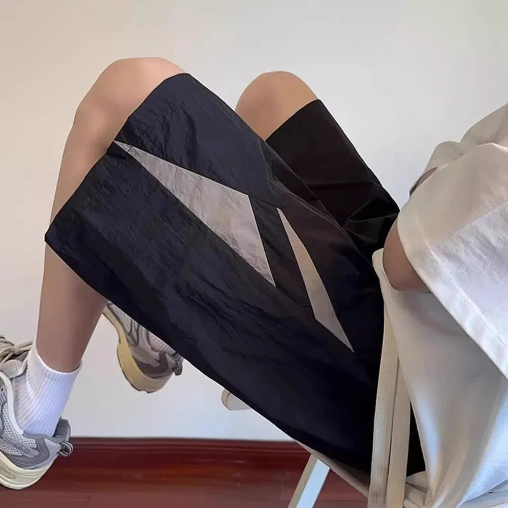 Large Size Loose Casual Thin Shorts High Waist Drawstring Wide Leg Shorts Summer Beach Knee Length Pants Men Badiee Stylez