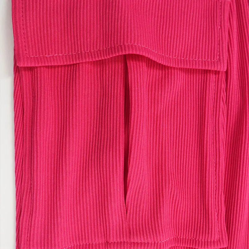 Spring New Women's Jumpsuits Sexy Sweet Pink Hollow Out Jumpsuit Streetwear Fashion Pockets Short Sleeve Female Elegant Rompers