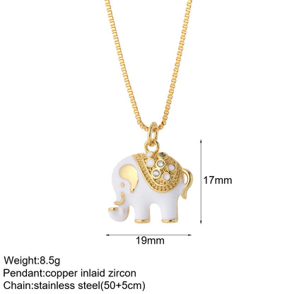 Heart Evil Blue Eye Sun Necklace for Women Cute Dog Bee Elephant Gold Color Pendant Woman's Collars Long Stainless Steel Chains