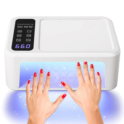 140 Beads Professional UV LED Nail Lamp For Nails 480W Fast Curing Gel Polish Lamp With LCD Display Screen Smart Sensor White