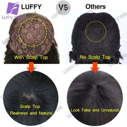Short Pixie Cut Human Hair Wig With Bangs Brazilian Remy Afro Kinky Curly Bob Wig 180 Density Glueless For Black Women LuffY
