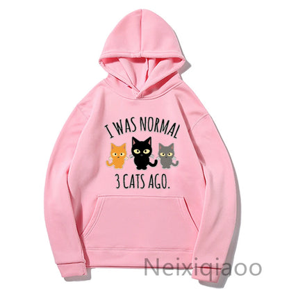 Plus Size I Was Normal 3 Cats Ago Women Men Cute Sweatshirt Fashion Autumn Winter Hip Hop Street Fleece Pullovers Hoodies JIT171(j0020477)p