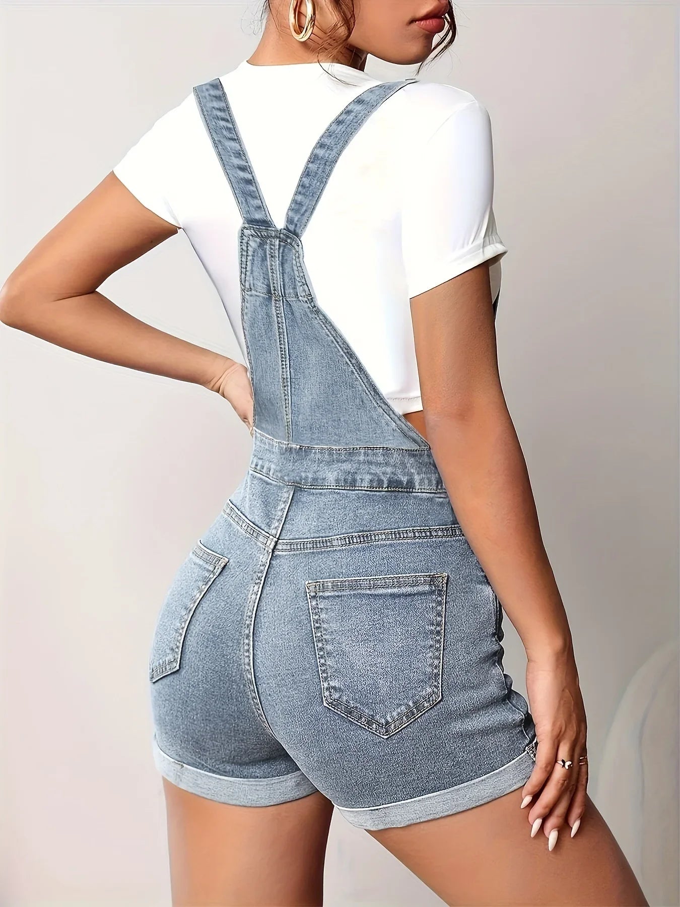 Women's Slim Fit Denim Shorts with Pockets Cross Border Trade Europe and America Style Smooths Your Silhouette Strapless Jeans