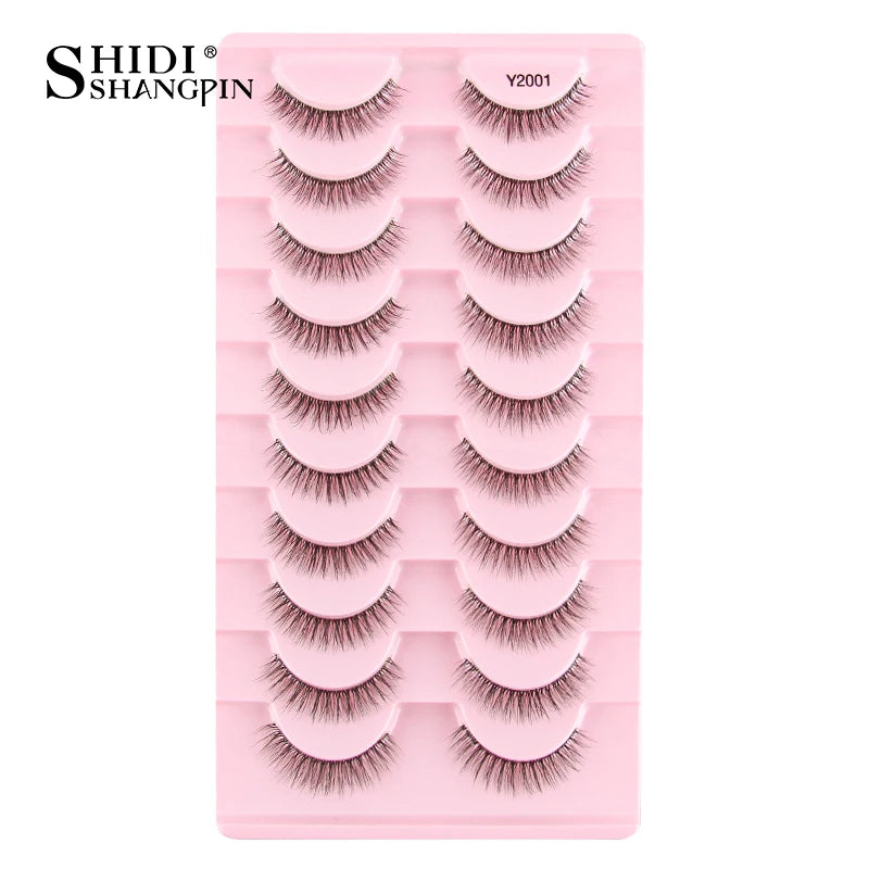 SHIDISHANGPIN 5/10Pairs False Lashes Cat Eye Eyelashes Eyelash Extension 3D Mink Half Lashes Natural Makeup faux Cils maquiagem 10 Pairs Y2001