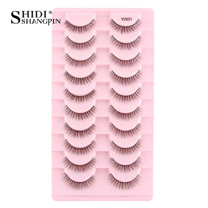 SHIDISHANGPIN 5/10Pairs False Lashes Cat Eye Eyelashes Eyelash Extension 3D Mink Half Lashes Natural Makeup faux Cils maquiagem 10 Pairs Y2001