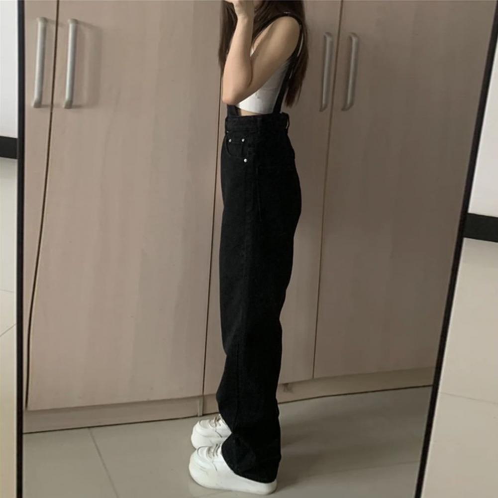 2023 Summer Black Jumpsuit Women Loose Dungarees Overalls Wide Leg Women Long Jumpsuit Ladies Overalls For Women