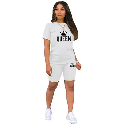 Summer Womens Tracksuit Queen Printing  T-Shirt+Shorts 2 Piece Sets Fashion Casual Sportswear Clothing Luxury Jogging Short Suit Badiee Stylez