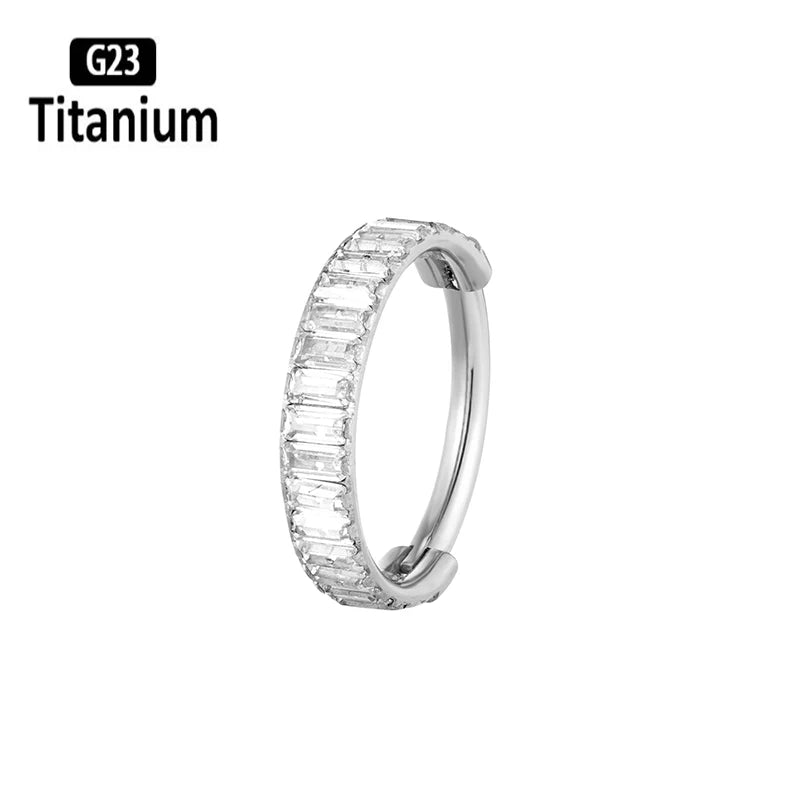 New G23 Titanium Piercing High Quality CZ Nose Ring Earrings 8/10/12mm Body Jewelry 16G ASTM f136 Titanium Nose Septum Piercings Titanium Rings