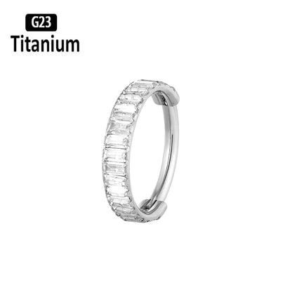 New G23 Titanium Piercing High Quality CZ Nose Ring Earrings 8/10/12mm Body Jewelry 16G ASTM f136 Titanium Nose Septum Piercings Titanium Rings
