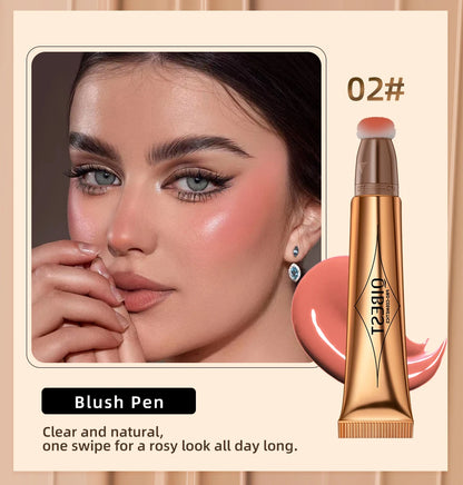 QIBEST Pink Peach Liquid Blush Velvet Matte Blusher Face Pigment Stick Lasting Natural Cream Cheek Tint Blush Makeup Maquillajea